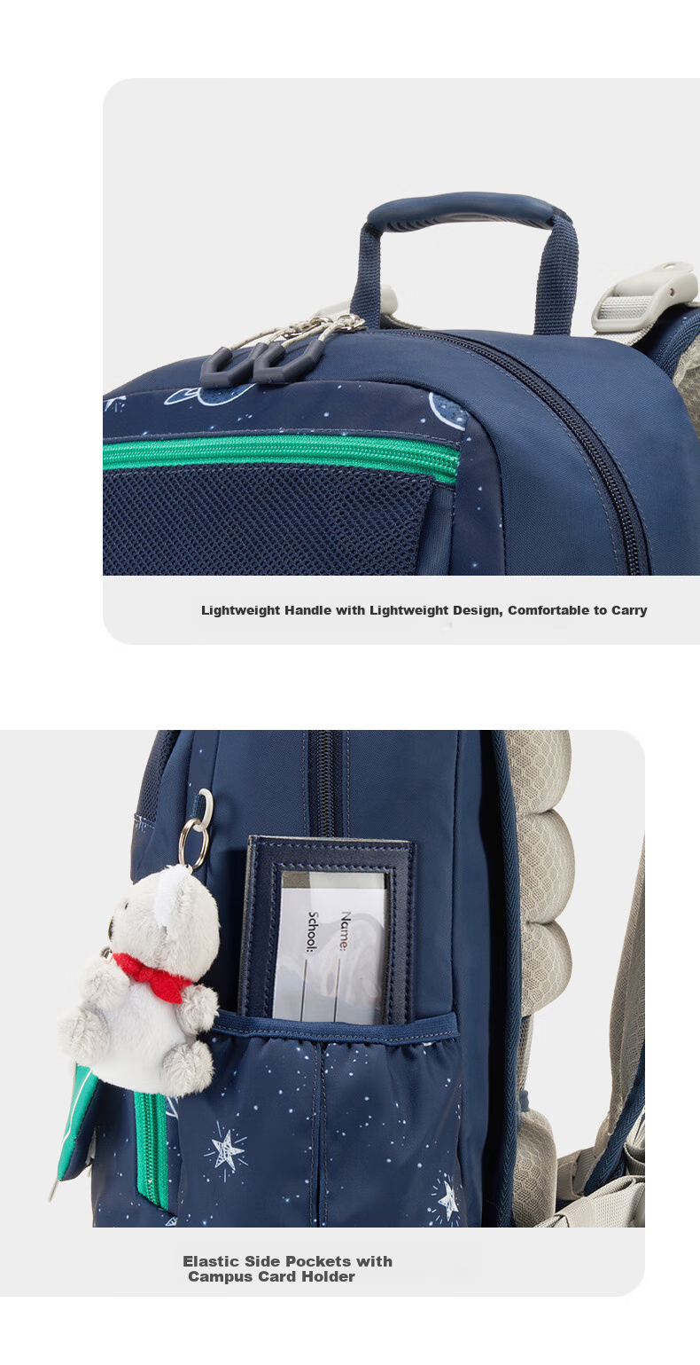 Xinxiuli Student Backpack for Grades 1-5, Children's High-End Antibacterial Lightweight Backpack, Boys' Large Capacity Stylish Schoolbag TU6 14