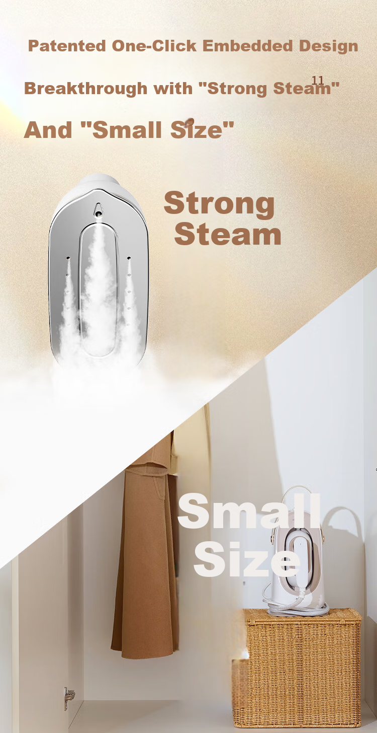 PHILIPS Desktop Space-Saving Iron, Handheld Home Small Garment Steamer, Maximum Steam Output 84g/min, 1L Bean-Shaped Iron STE0950/70, Peach Steam Bag 8
