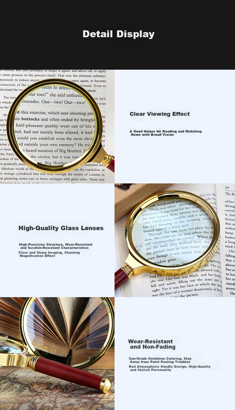 BIJIA Optical Magnifying Glass with Light for Elderly And Children's Reading, High Definition High Magnification Identification Specialized Efficient Portable Magnifier 11