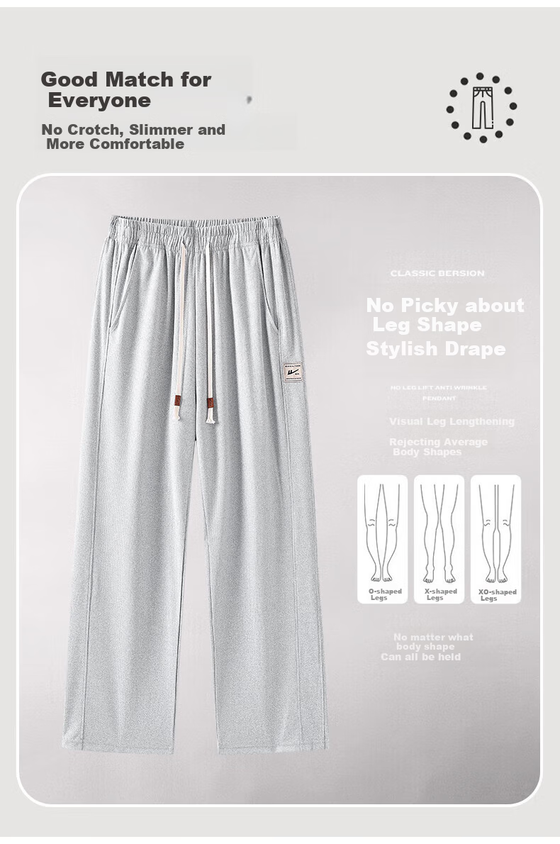 Huili Casual Pants for Men, Loose Drawstring Trousers, Spring And Autumn Wide-Leg Pants, Versatile Straight-Leg Pants, Athletic Long Pants 3