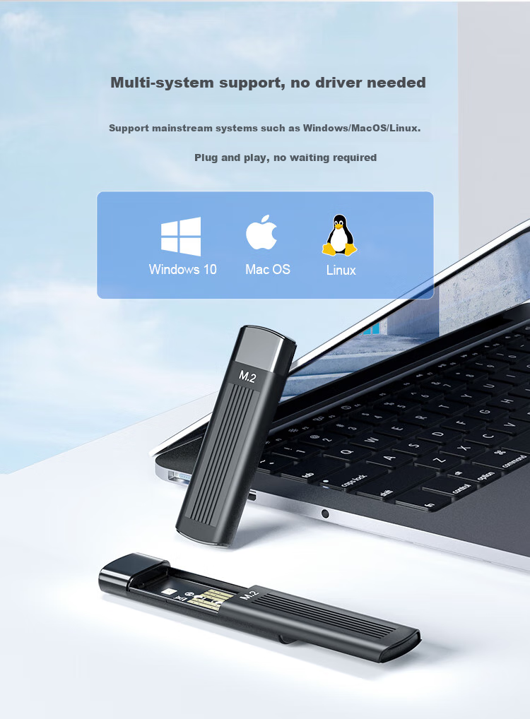 Netac M.2 NVMe/SATA Dual-Protocol External Hard Drive Enclosure, USB3.1 Interface, SSD External Case, Laptop M.2 Enclosure, WH61 CtoA 10