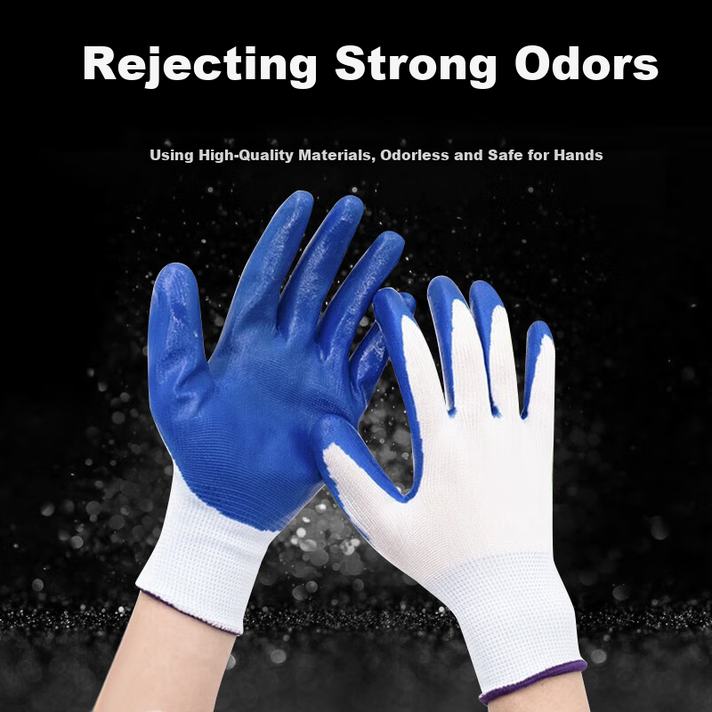 GUANNUODA Nitrile Rubber Work Gloves, 12 Pairs/pack, Wear-Resistant, Oil-Resistant, Waterproof Coated Gloves, Construction Site Auto Repair Building Protective Gloves