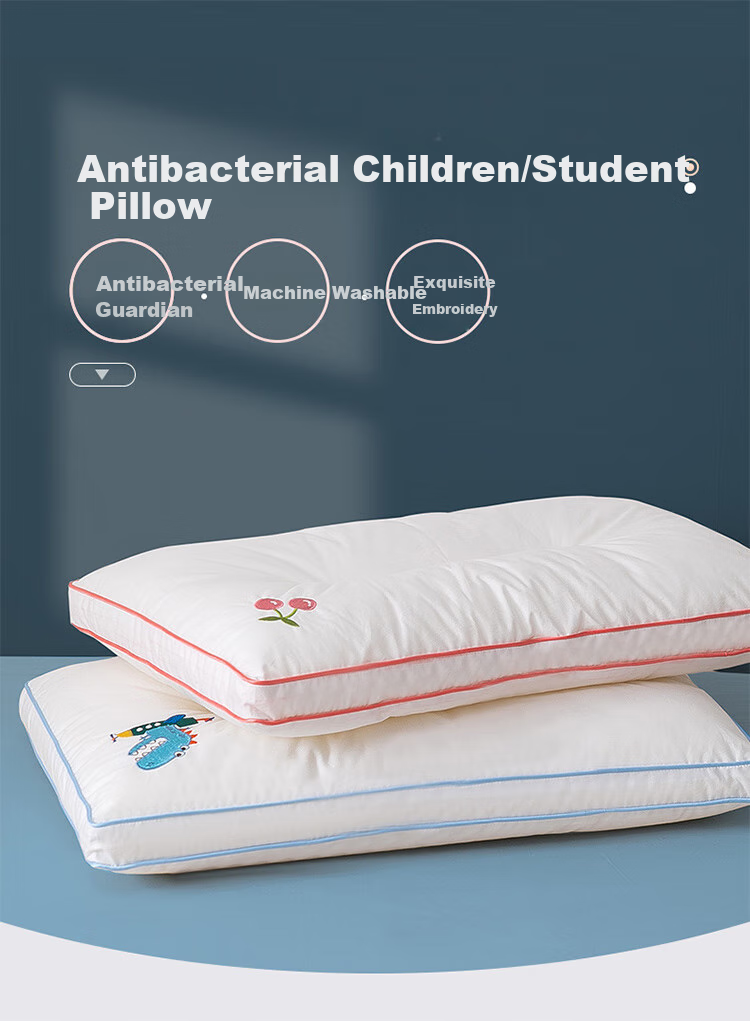Dohia Pillow, Antibacterial Pure Cotton Pillow Core Washable Machine Wash, Children's Student Cervical Pillow, Single Piece 60×40cm 1