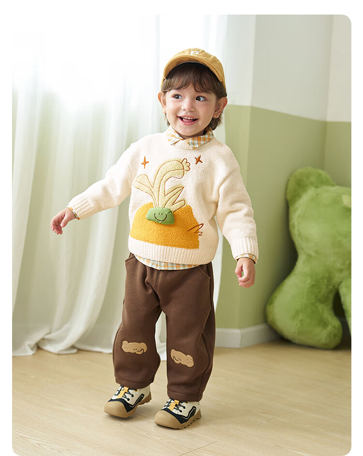 Balabala Baby Sweater Toddler Pullover Knitwear Boys Girls 2025 Winter New Cute Pattern Base Layer Shirt 3