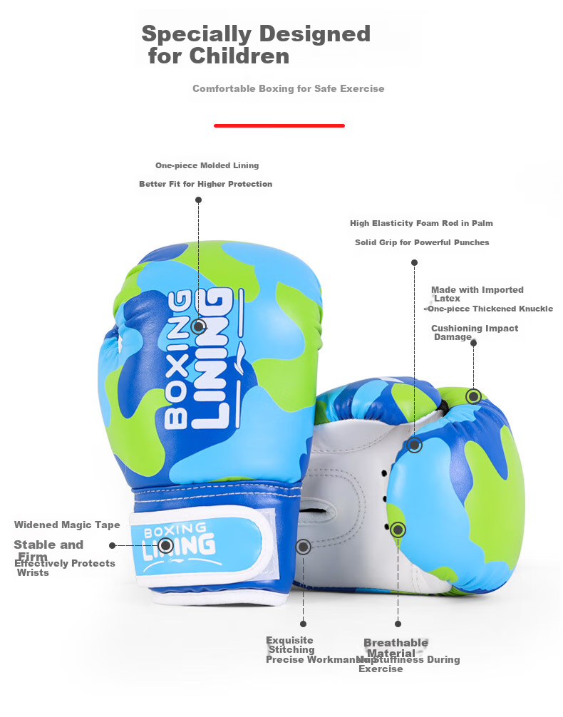 Li-Ning Children's Boxing Gloves, Boxing Training Equipment, Youth Sanda Competition Exercise, for Boys And Girls, Taekwondo, Black 6OZ 7