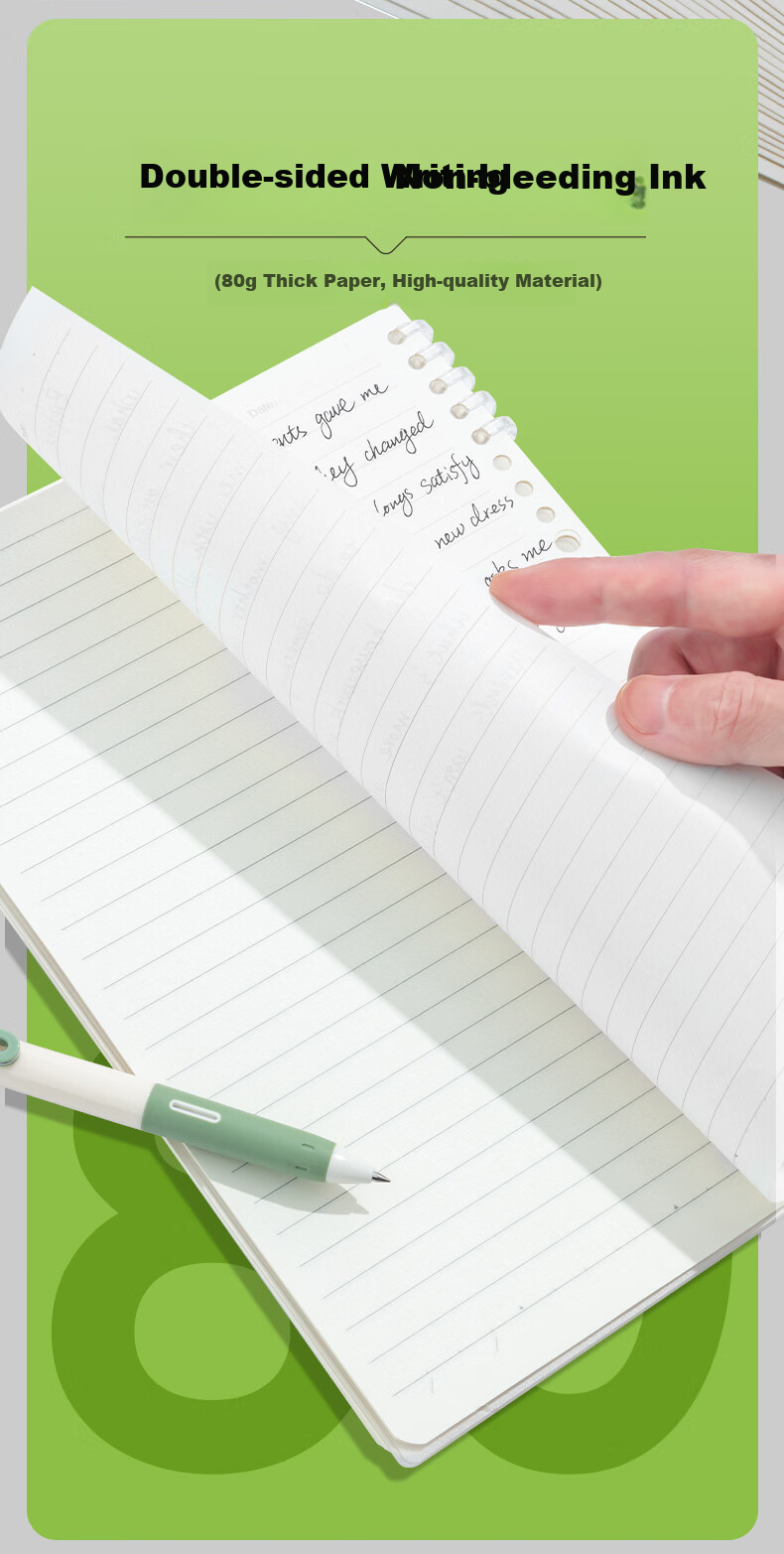 M&G Stationery A7 60-Sheet Spiral Pocket Notebook Portable PP Vertical Flip Loose-Leaf Grid Notebook XA7501G3 6
