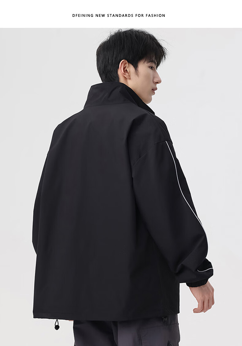 Huili Men's Jacket, Autumn Casual Reflective Striped Jacket, Trendy Versatile Windproof Coat, Men's Outerwear, Silver Gray, XL 13