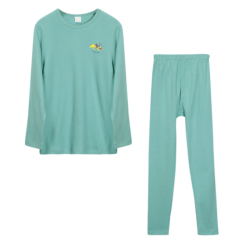 Hodohome Boys' 7A Cotton Antibacterial Round Neck Thin Thermal Underwear Set 101 Blue 165