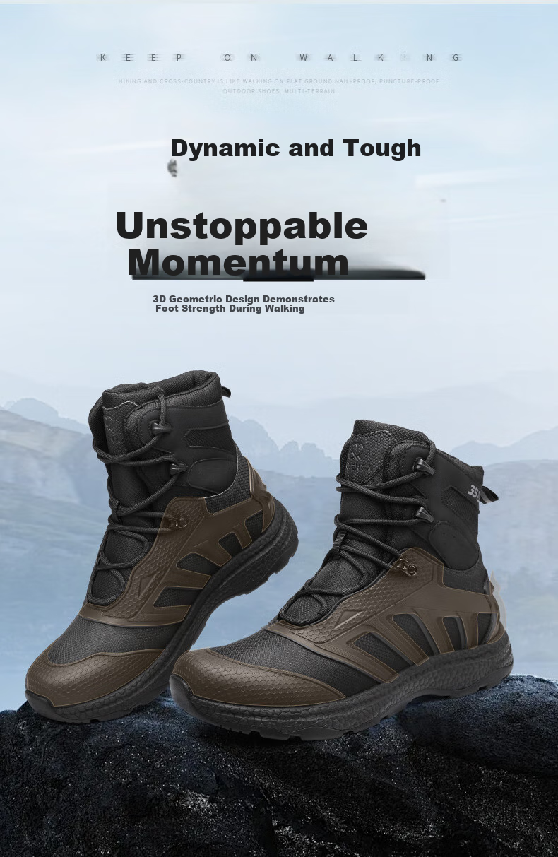 Qiangren Anti-Puncture Men's Boots, 3515 Breathable Shock-Absorbing Sneakers, Water-Resistant Outdoor Training Boots, JDS79XL Mesh, Size 44 4