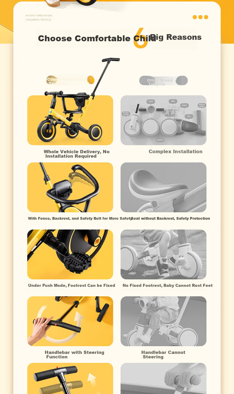 Strolex Children's Push Tricycle, Pedal Bike, Toddler Scooter, Balance Bike, Three-In Self-Propelled Bicycle for Ages 1-6 2
