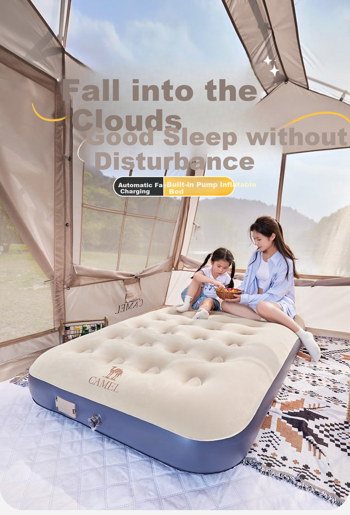 CAMEL [Jingdong Exclusive], Inflatable Mattress, Floor Sleeping Pad, Home And Outdoor Camping Mattress, Single Automatic Air Bed 1