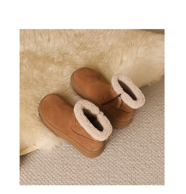 ZHR Women's Snow Boots Thick Sole Warm Casual Short Boots Comfortable Fashion EH209B Camel Size 37 5