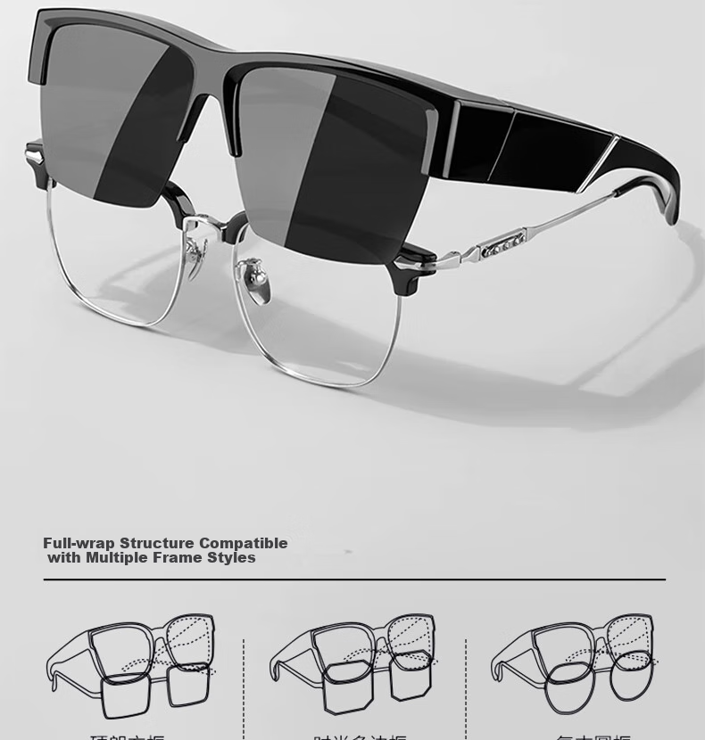 Cuntiandaofu Sunglasses, Polarized Glasses for Myopia, Driving Sunglasses for Men, Glossy Black Frame with Gray Lenses 5