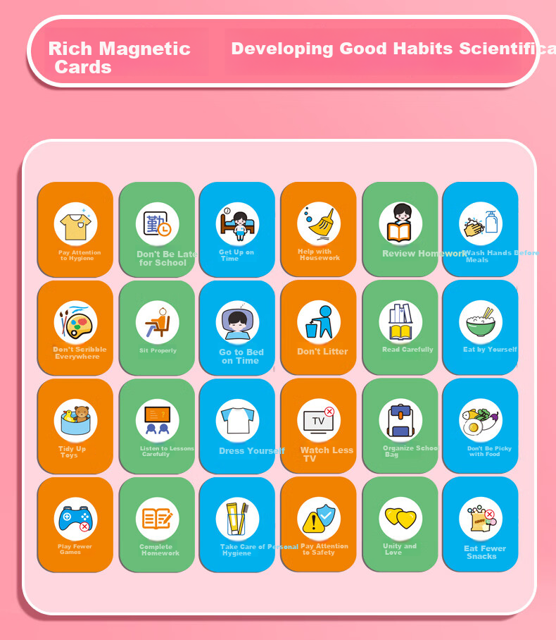 COMIX Children's Growth Self-Discipline Chart, Multifunctional Summer Vacation Good Habit Check-In Tool, Reward Points Wall Sticker, Study Plan Schedule Board, Elementary School Student Wall Sticker with Magnetic Attachment R4230 4