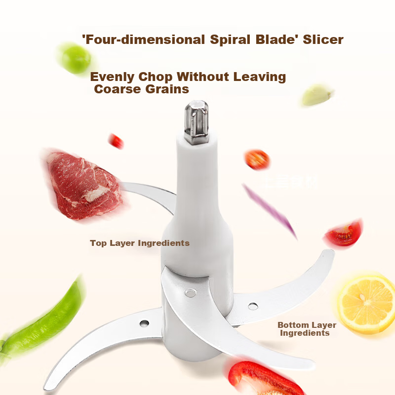 CHIGO Meat Grinder for Home Use, Stainless Steel Electric Multi-Functional Food Processor Mixer for Dumpling Filling And Mincing, Small Garlic Grinder ZG-L805 Approximately 2L