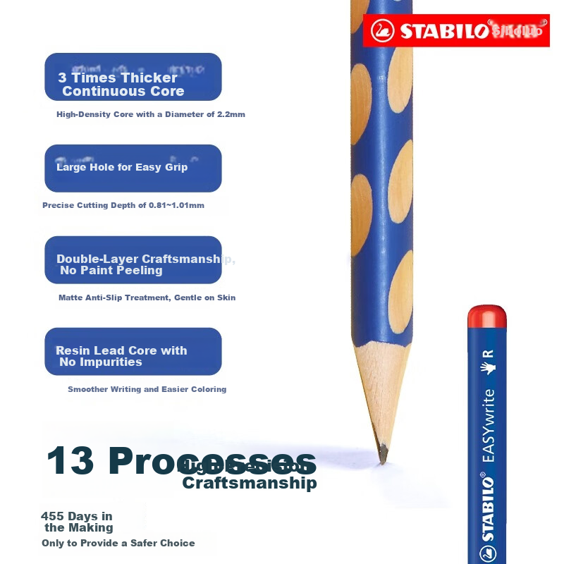 Карандаши STABILO 324 HB, синие, 6 штук в наборе, для начальной школы, с коррекцией осанки