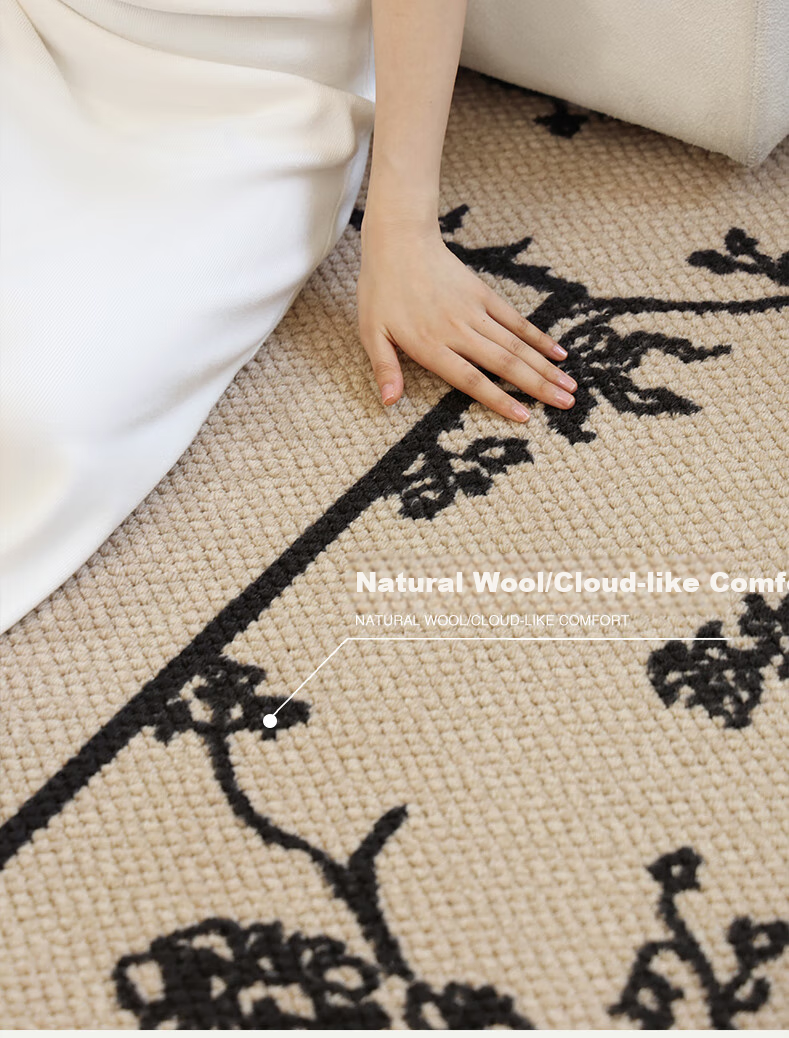 Saibosi Paris Dream Wool Bedside Rug, Bedroom Carpet, French Vintage Style Living Room High-End Bed Runner, 50x150cm 23