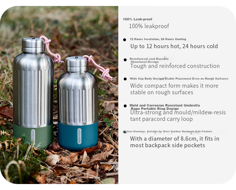 BLACK+BLUM British Insulated Water Bottle, Large Capacity Stainless Steel Outdoor Hiking Camping High-End Insulated Tumbler HBB-BAM050 3