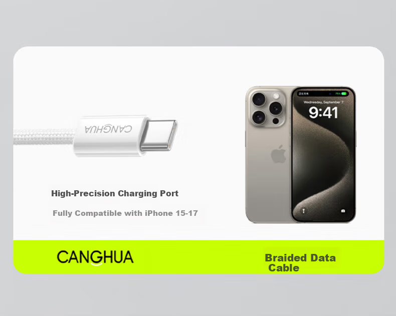 CangHua [Car Spring Retractable] Compatible with Apple IPhone 18/17/16/15 Charging Cable, Dual-Head Type-C Data Cable, PD60W Fast Charging, Ctoc Phone Car Carplay 4