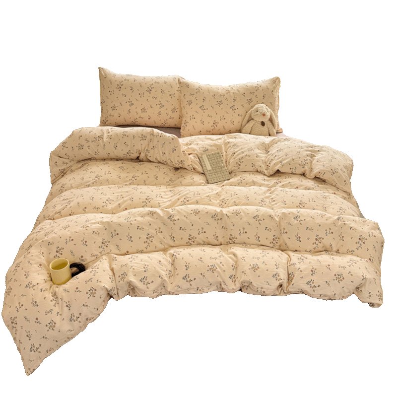 Hongdou Class A Double-Layer Gauze Duvet Cover Single Thickened Home Double Quilt Cover Skin-Friendly Naked Sleep Duvet Cover 200*230cm Spring Breeze