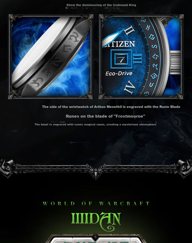 CITIZEN Watch for Men, Japanese And Korean Style, World of Warcraft Ili Dan Model, Eco-Drive Leather Strap, Gift for Boyfriend, CA7075-05E 10