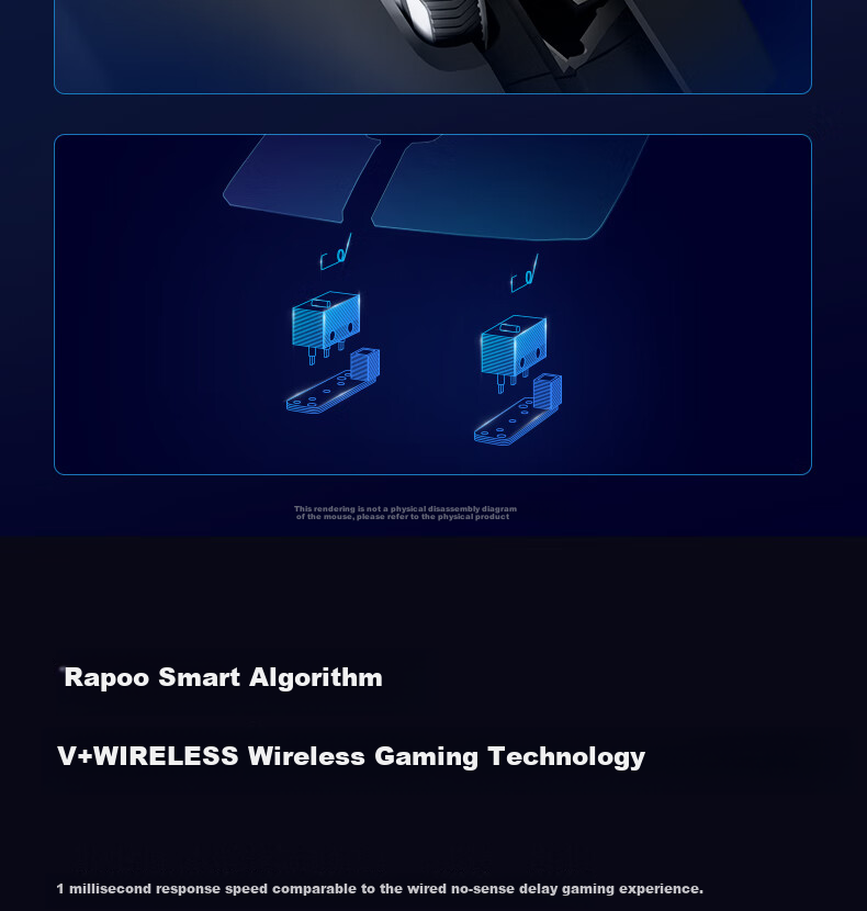 Rapoo VT9PRO V2 Large Hand Wireless/Wired Dual-Mode Gaming Mouse Lightweight PAW3955 Engine Delta Operation FPS PUBG Esports Black White 6