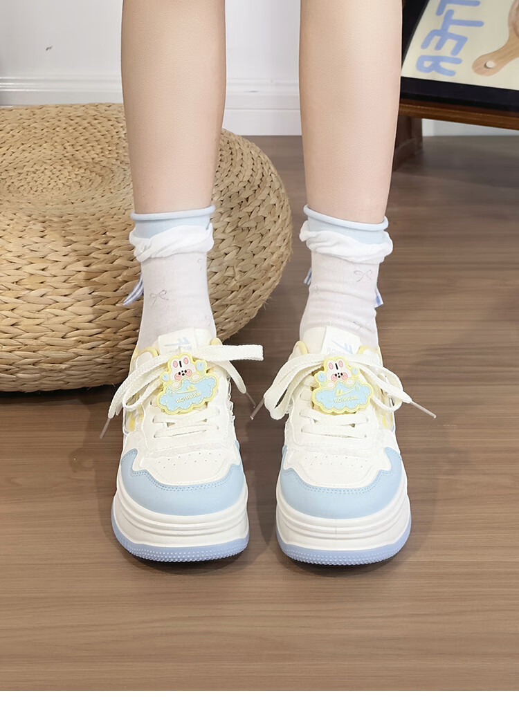 Huili Blue And Pink Sweet Girl Sneakers for Women, New Fashion Versatile Student Platform Korean-Style Casual Shoes, Black And Pink, Size 35 12