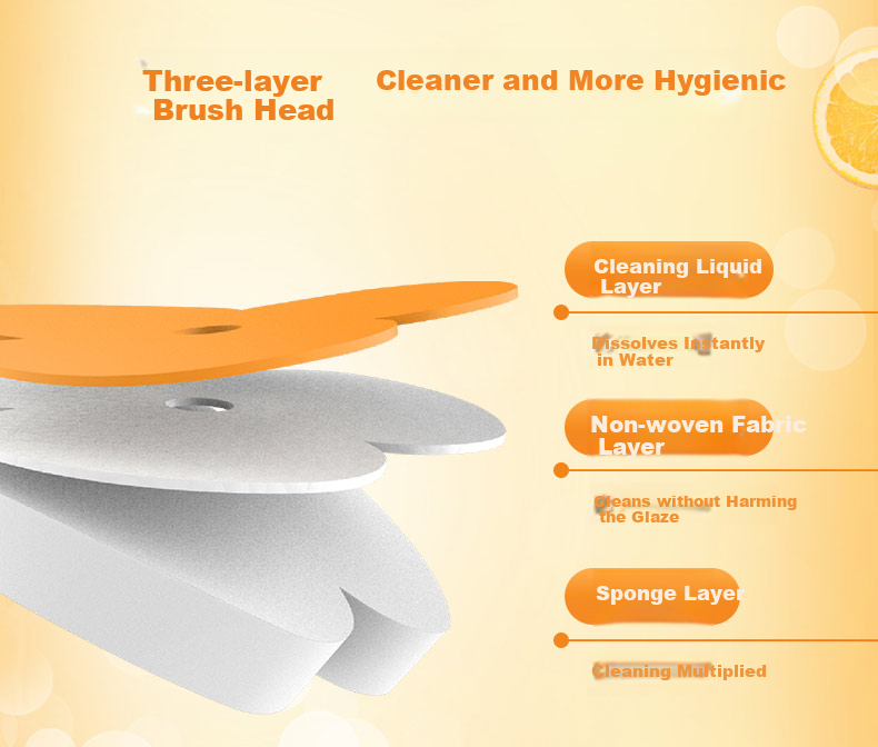 MIAOJIE Disposable Toilet Brush with 7 Replacement Heads, Wall-Mountable, Ready-To Disposable, Orange Oil Stain Removal 5