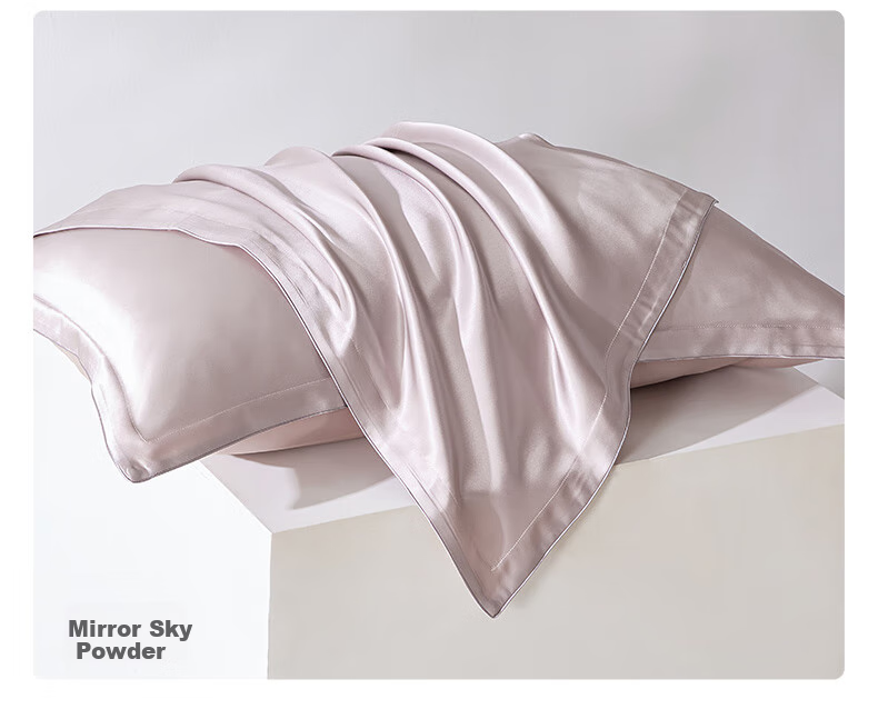 Taihuxue Solid Color Adult Silk Pillowcase, Silk Fabric, Smooth And Soft for All Seasons, Glacier Gray, 48*74 12