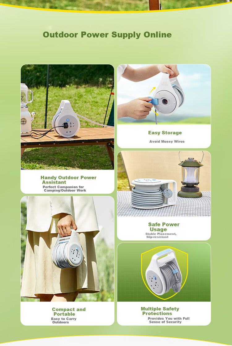 BULL Overheat Protection Cable Reel Socket/power Strip GN-8030, 4 Outlets, 30 Meters Cable Reel, for Engineering Use 2