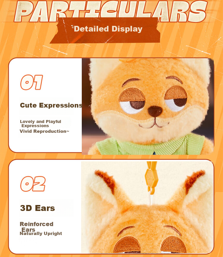 Disney Plush Toy Doll Birthday Gift for Girls, Zootopia 2 Nick Wilde Pendant Keychai 7