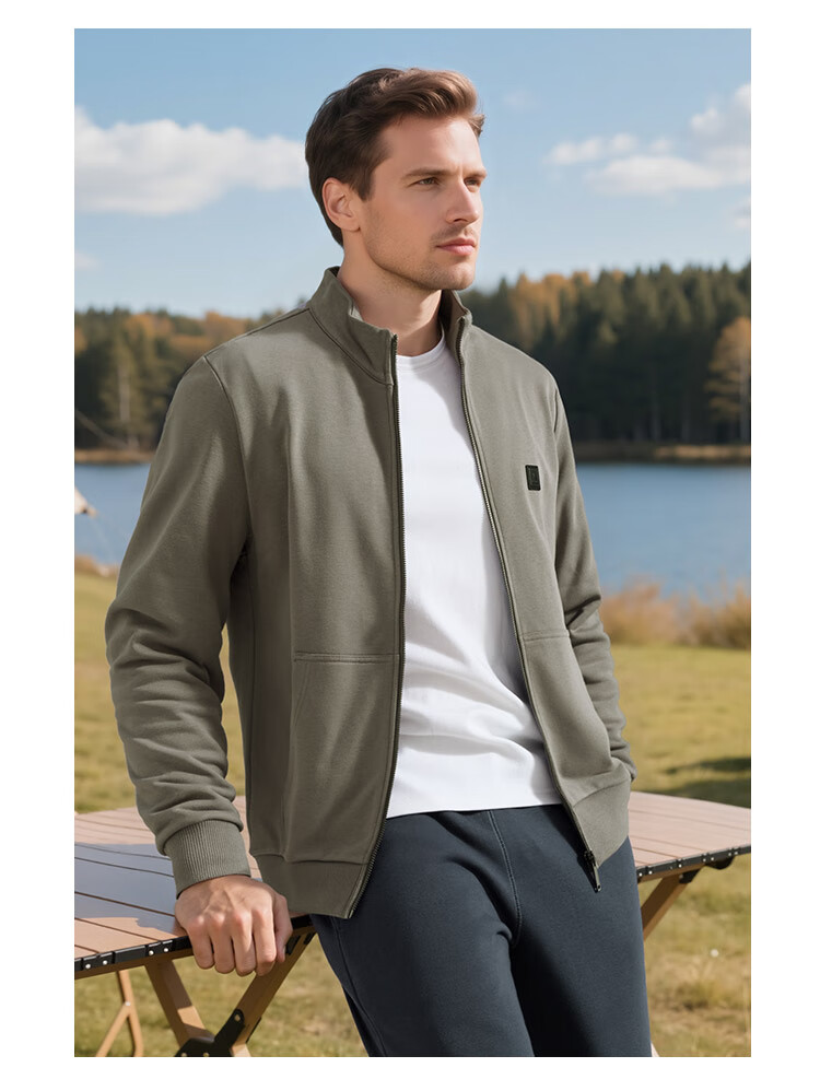 MONTAGUT Men's Spring and Autumn Casual Sports Suit Sweatshirt Jacket and Pants Running Sportswear Light Gray 2XL 9