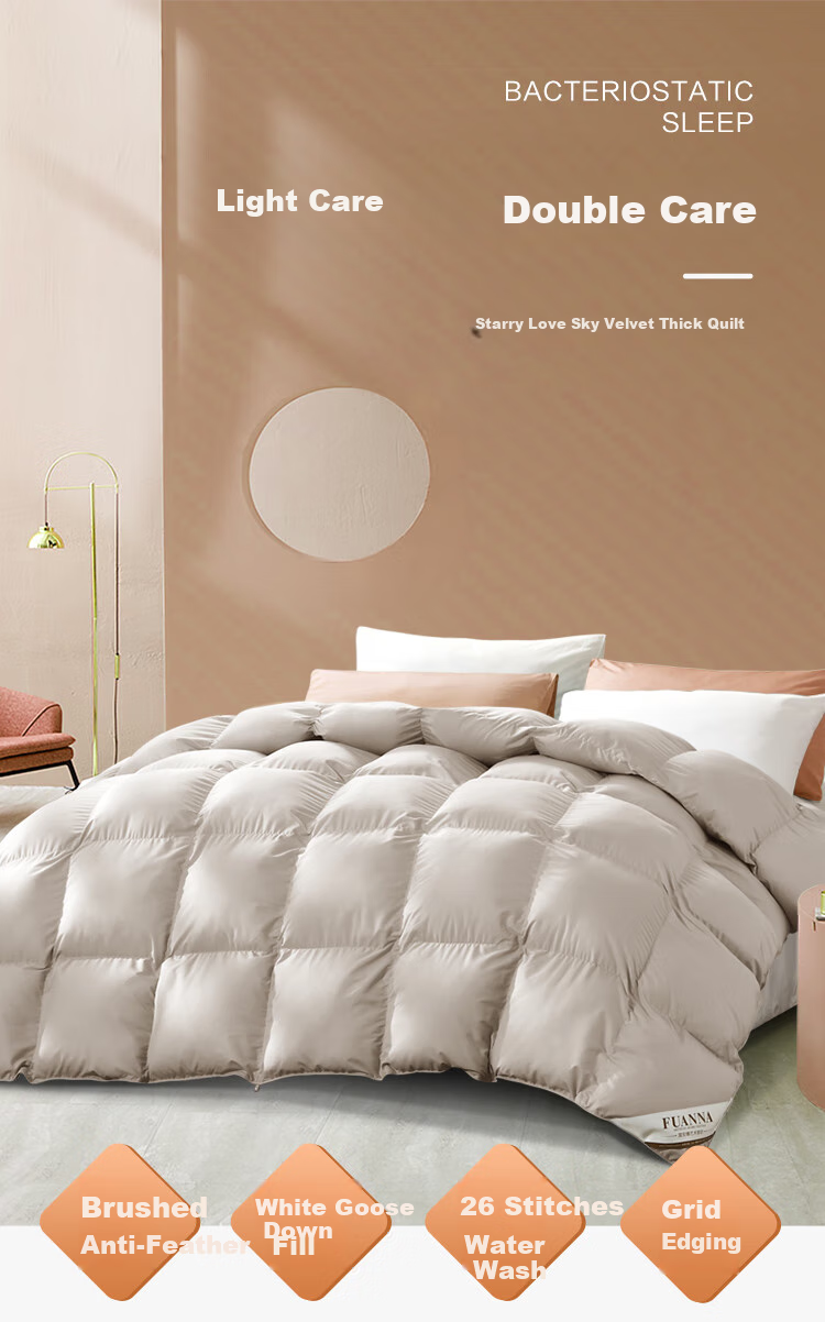 FUANNA down Comforter, 50% White Goose Down, Winter Double Thick Duvet Insert, 1400g Filling, 203×229cm Starry Sky 1