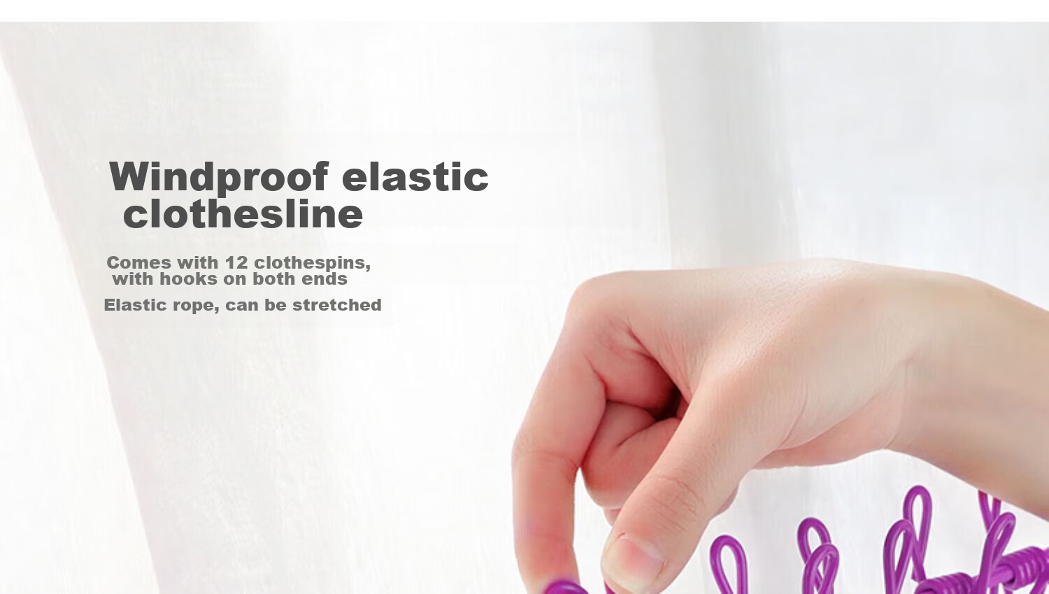 Etravel Clothesline Travel Strap with Fixed Clips, Windproof And Non-Slip, for Dormitory And Home Use, Strong Drying Rope, Outdoor Portable Hotel 12 Clips 1