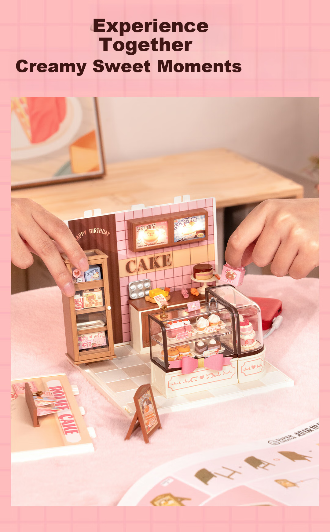 Rolife Super World Café DIY Handmade Miniature House Building Blocks Toy Children's Birthday Gift for Girls 13