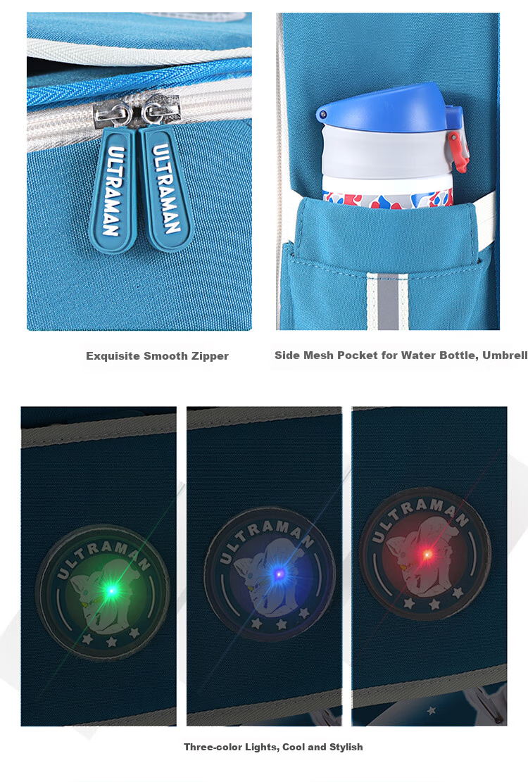 Ultraman Children's Backpack for Boys, Kindergarten And Elementary School Students in Grades 1-2, Sero Lightweight Double Shoulder Bag 80090 Gree 3