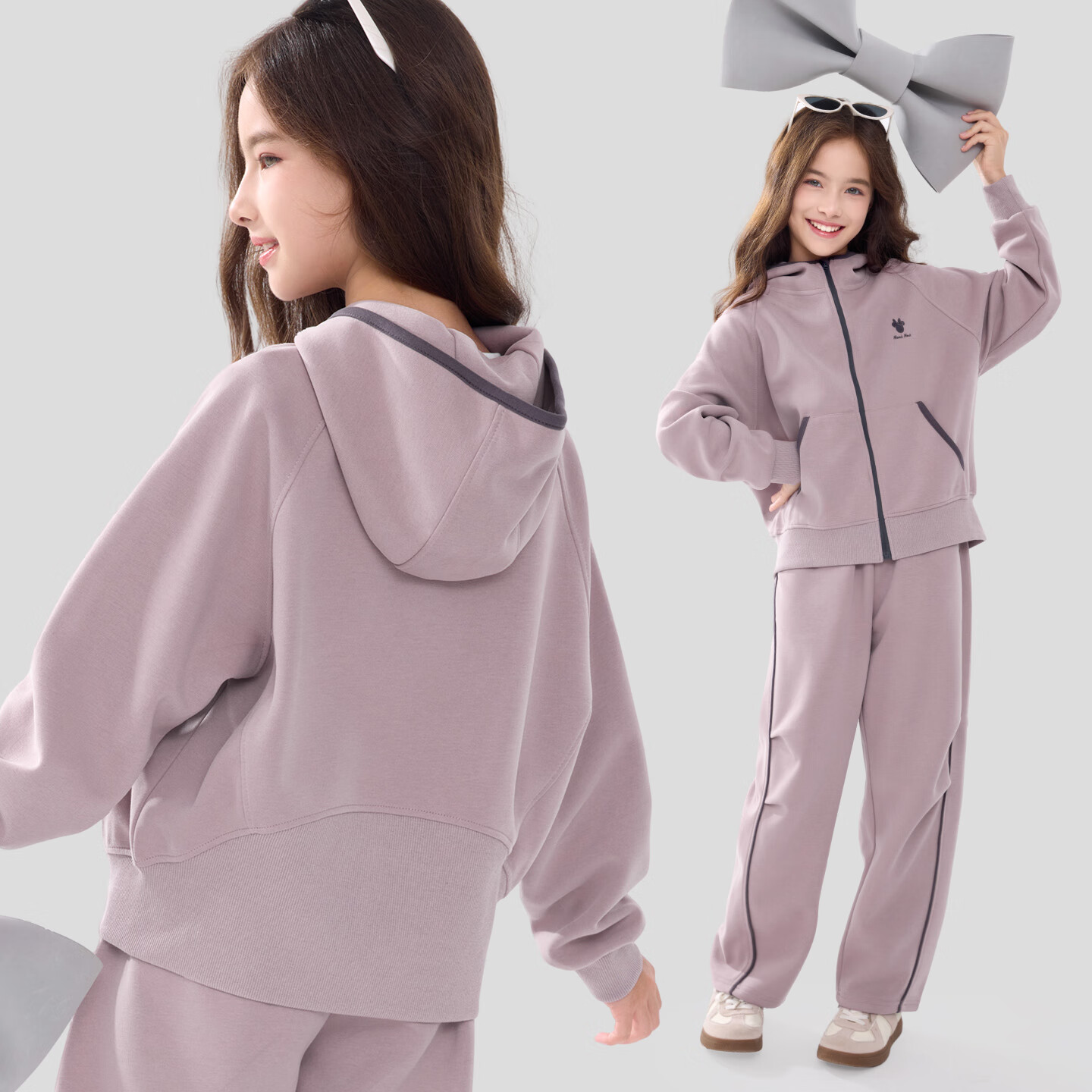 Disney Girls Casual Set Autumn New Children's Hoodie Youth Sweatpants ET026 Wind Violet 160