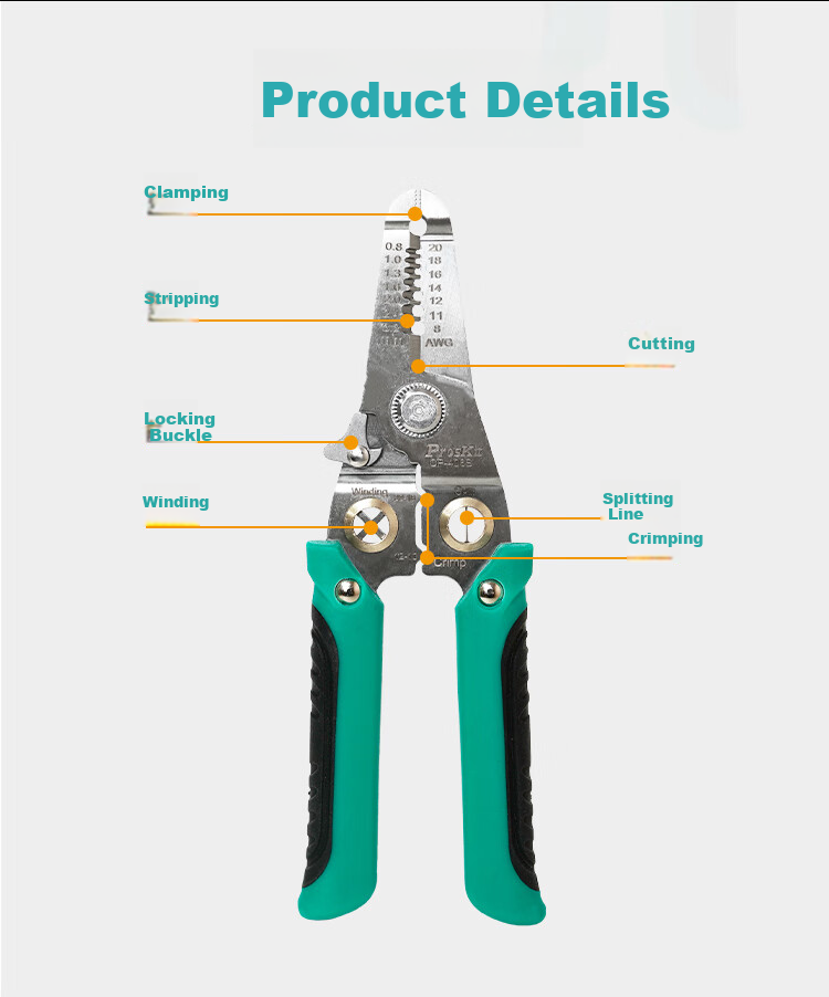 Pro'sKit CP-406S Multifunctional Wire Stripper, Terminal Crimping Pliers 2