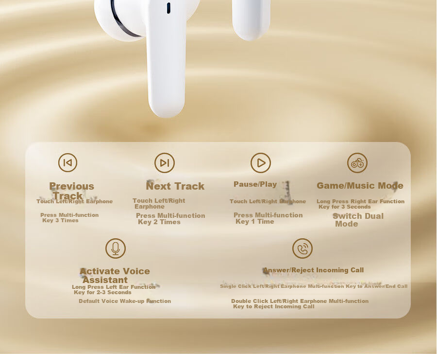 Lenovo Lai Ku EW322 True Wireless Bluetooth Earbuds, In-Ear Touch Control Music Gaming Sports Running Noise-Cancelling Earphones, Compatible with Apple Huawei Xiaomi Phones, Black 6