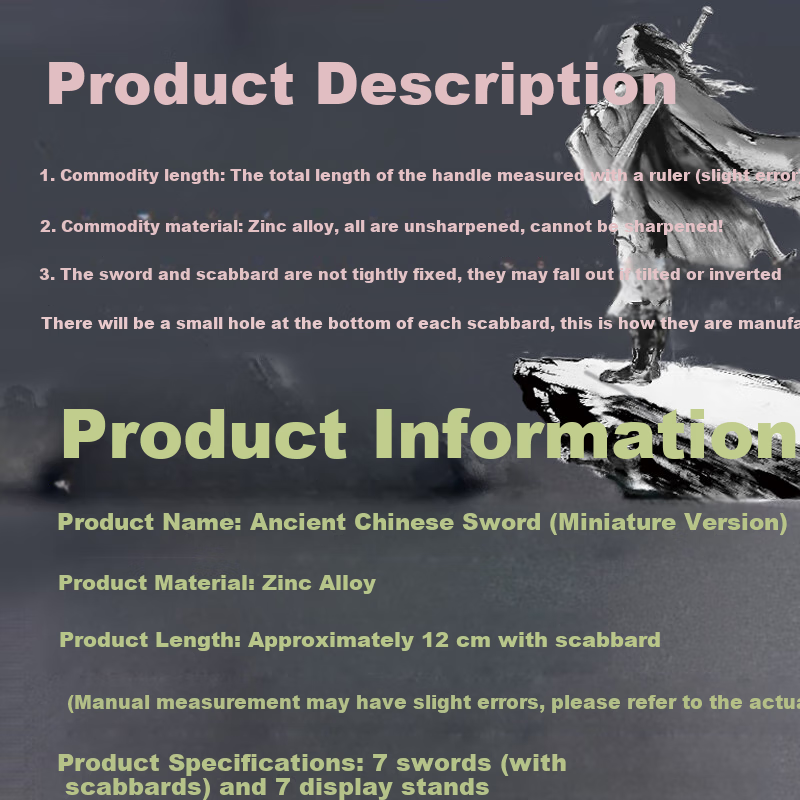 Huashimeng Ancient Chinese Famous Sword Miniature Sword Yuewang Goujian Sword, Qin Wang Sword, Tang Horizontal Knife Qingguan Sword Model Unsharpened