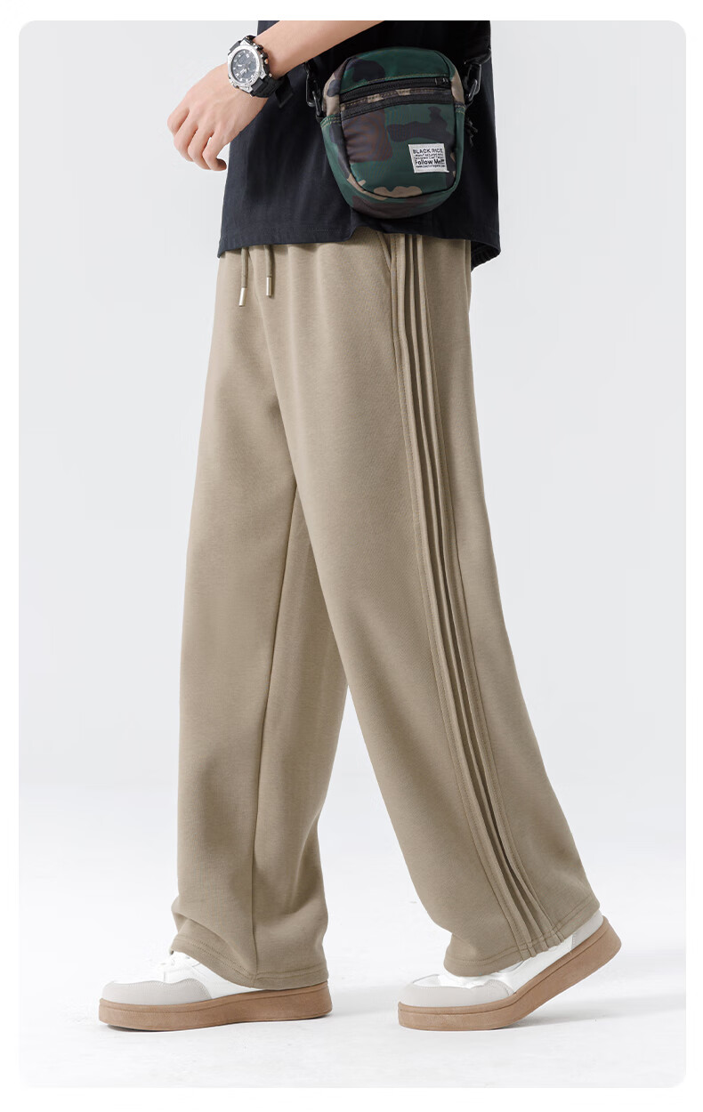 Baleno Men's Casual Pants Spring Autumn Trendy Design Wide Leg High Waist Straight Fit Simple Versatile Loose Trousers 14