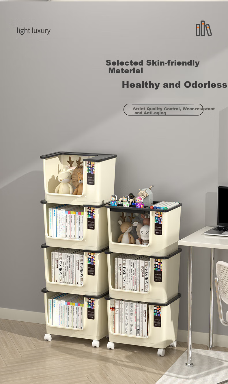 Anerya Under-Desk Bookshelf, Small Cart with Wheels for Office Workstation, Desktop Book Storage Box, Two-Tier Organizer 8