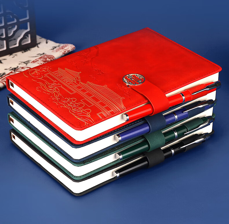 AoHuan Guochao Notebook Gift Box High-Quality Custom Leather Chinese Style Business Souvenir Office Meeting A5 Blue Thickened 200 Pages 20