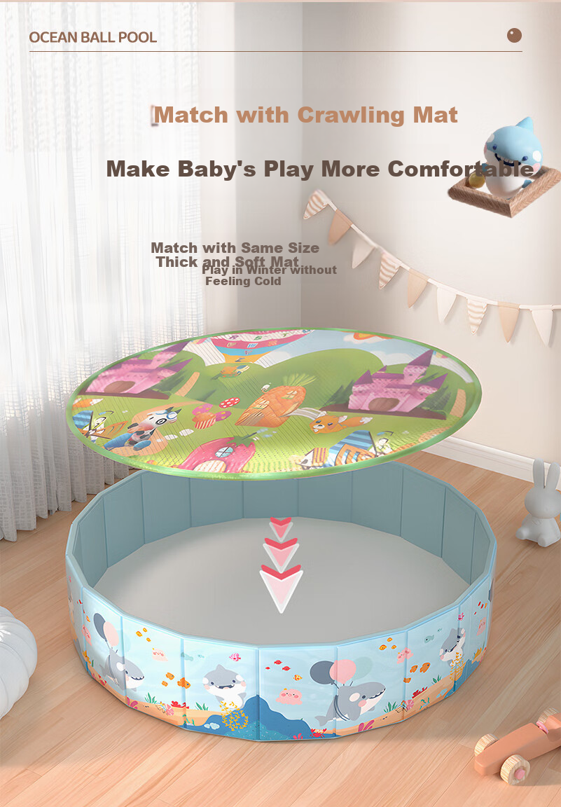 DEERC Foldable Ocean Ball Pool Play Mat Fence, Large Inflatable Ball Pit, Indoor Toy, Birthday Gift 9