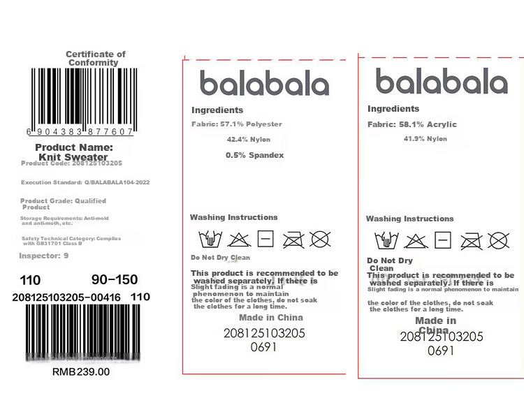 BALABALA Children's Clothing, Kids' Sweater, Autumn And Winter Color-Block Jacquard Sweater, Boys' And Girls' Baby Knitwear 14