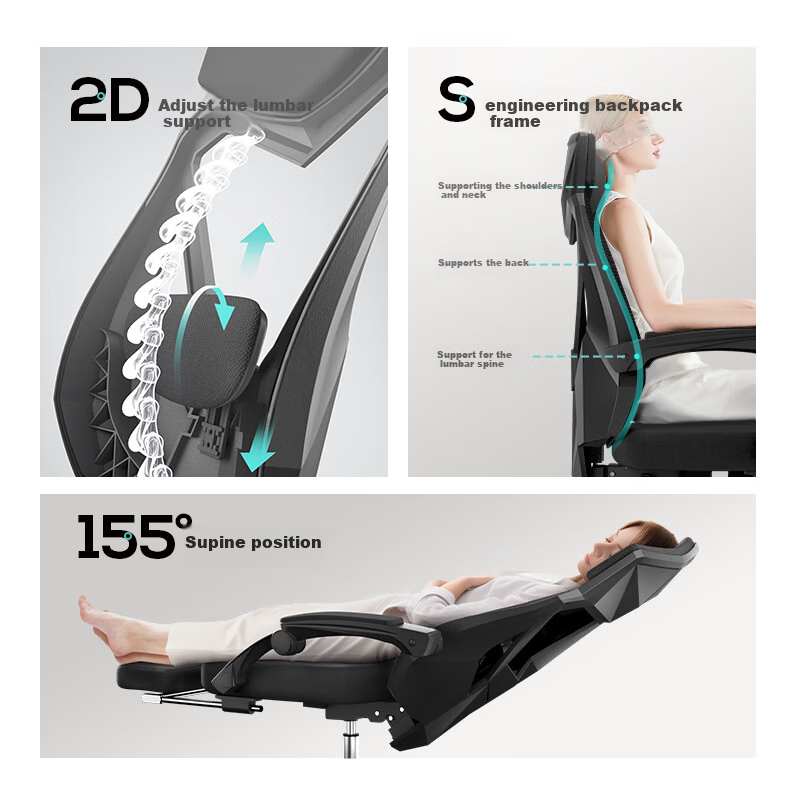 Hbada P4 Pro Ergonomic Office Chair, Reclining Nap Chair, Glossy Black (With Footrest And Reclining Function)
