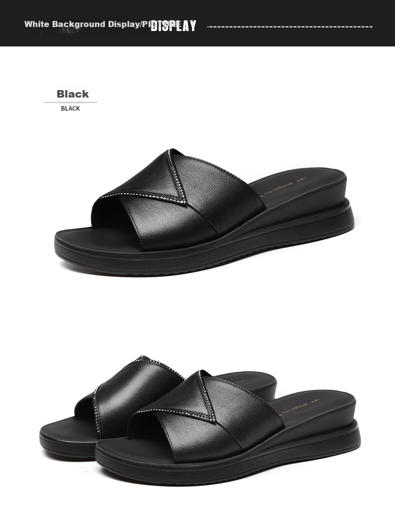 RED DRAGONFLY Women's Slippers, Summer Outdoor Wear, Thick-Soled Wedge Sandals, Soft-Bottom Leather Flat Slippers, WTK233791 13