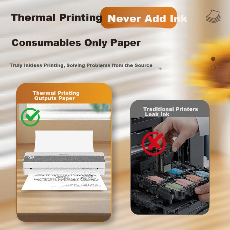 NETUM Xuanle Printer for Home And Student Use, Portable A4 Size, Wireless Bluetooth Connection to Phone, Mini Thermal Printer for Error Correction, XL-P801