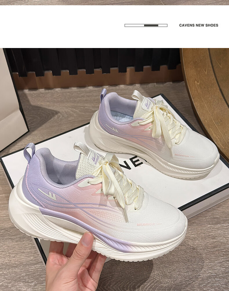 Warrior Women's Thick-Soled Breathable Sports Shoes 2026 Summer New Versatile White Pink (Mesh) Size 39 2
