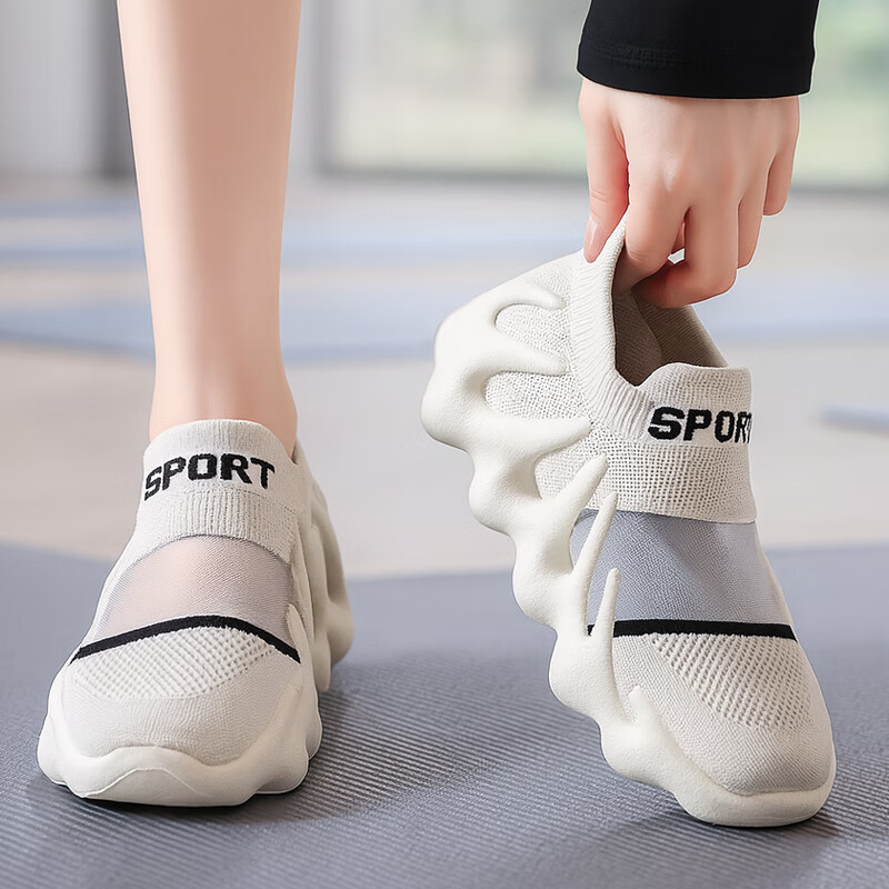 FOOTOPPO Women's Cross-Training Shoes Indoor Treadmill Running Shock-Absorbing Fitness Sneakers for Home Aerobics and Yoga